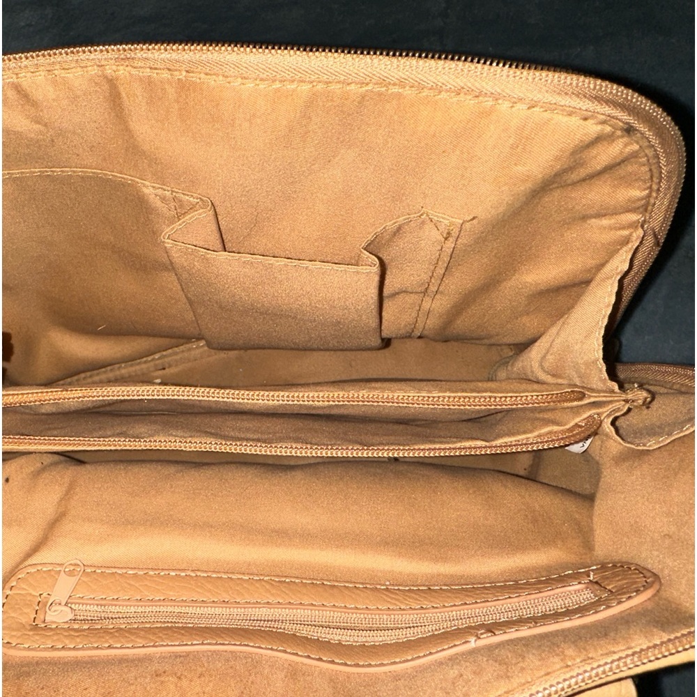 Pink and brown handbag